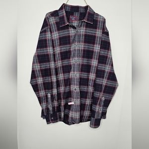 UNTUCKIt Mens XL Long Sleeve Blue Red Plaid Button Down Shirt